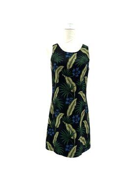 NEW Pineapple Moon Womens Small Dress Silk Short Jane Lined Tropical Floral Palm